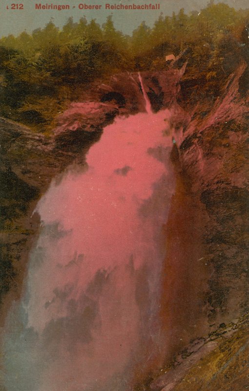 Meiringen - Ylä-Reichenbachin putoukset. Postikortti lähetetty 1913. tekijältä French Photographer