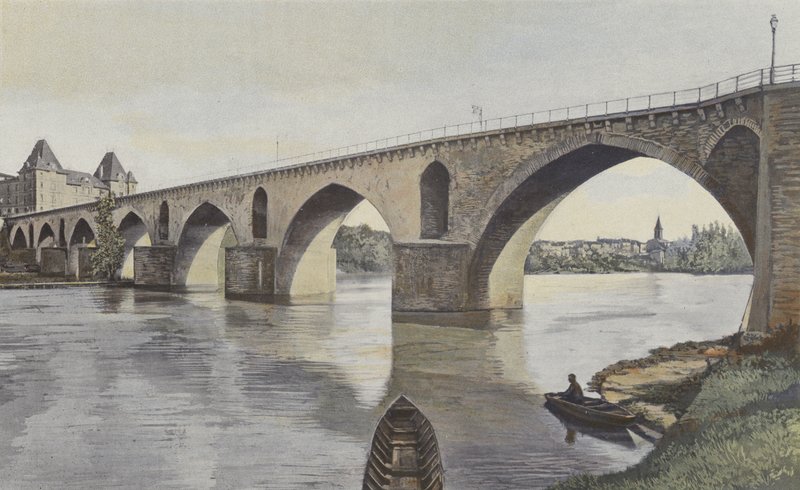 Montauban, silta Tarnin yli, näkymä alavirtaan vasemmalla rannalla tekijältä French Photographer