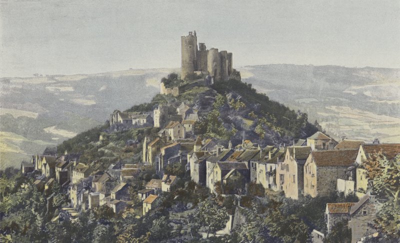 Najac, yleinen näkymä kaupunkiin ja linnaan tekijältä French Photographer