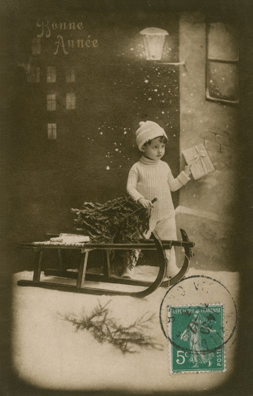 Uudenvuoden onnittelukortti, lähetetty vuonna 1913 tekijältä French Photographer