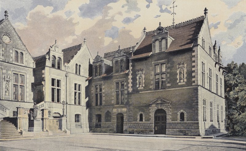 Orleans, kaupungintalo, pääjulkisivu ja paviljonki oikealla tekijältä French Photographer