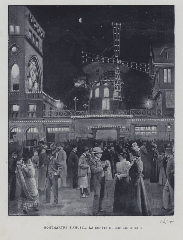 Moulin Rougen ulkopuolella, Montmartre, Pariisi (m/v kuva) tekijältä French Photographer