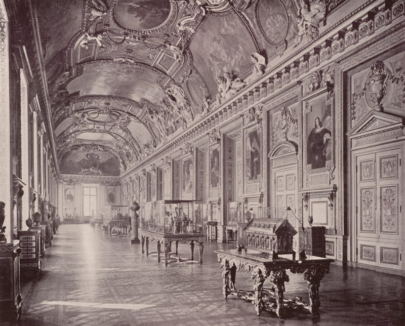 Pariisi: Apollon galleria, Louvre, etelään katsova (m/w kuva) tekijältä French Photographer