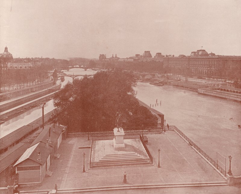 Pariisi: Näkymä länteen Pont Neufilta (m/w kuva) tekijältä French Photographer