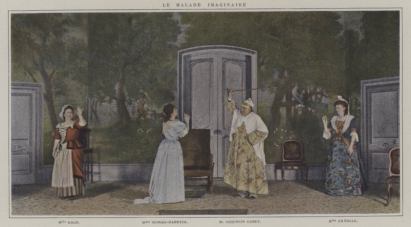 Kohtaus Le Malade Imaginairen tuotannosta, kirjoittanut Moliere (värikuva) tekijältä French Photographer