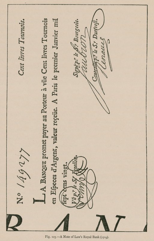 Huomautus Laws Royal Bankista (1719) tekijältä French School