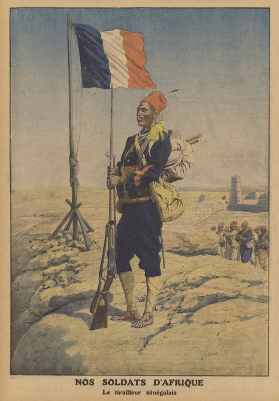 Senegalilainen ampuja Ranskassa Afrikassa (väri litho) tekijältä French School