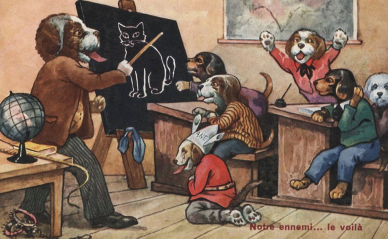 Koirien luokkahuone (väri litho) tekijältä French School