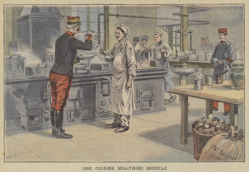 Malli sotilaallinen keittiö (väri litho) tekijältä French School