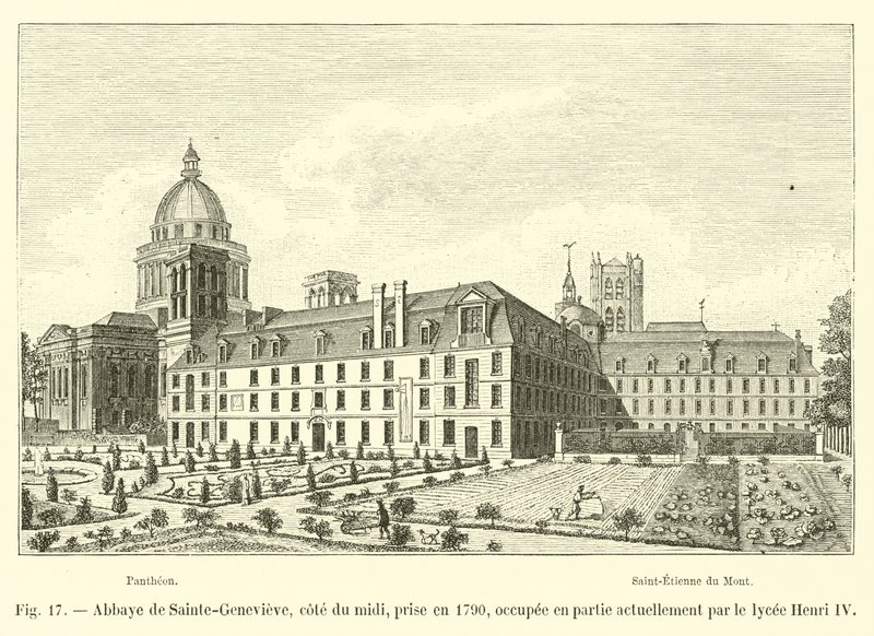 Sainte-Genevieven luostari, etelärannikko, otettu vuonna 1790, tällä hetkellä osittain lycee Henri IV:n käytössä tekijältä French School