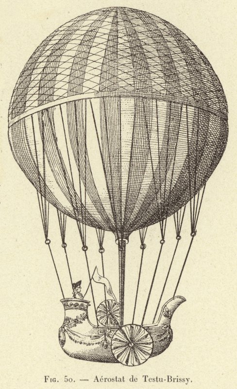 Testu-Brissy aerostaatti (kaiverrus) tekijältä French School