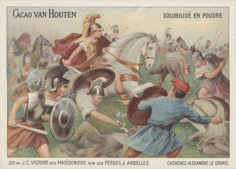 Aleksanteri Suuren voitto persialaisista Arbelan taistelussa, 331 eKr. (chromolitho) tekijältä French School