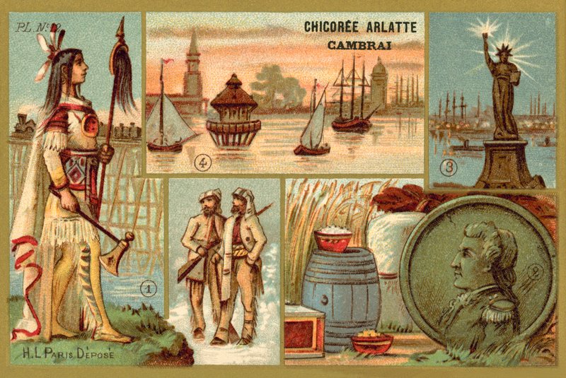 Amerikka (chromolitho) tekijältä French School