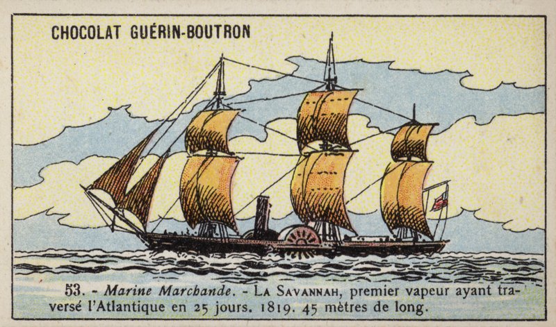 Amerikkalainen melahöyrylaiva Savannah (chromolitho) tekijältä French School
