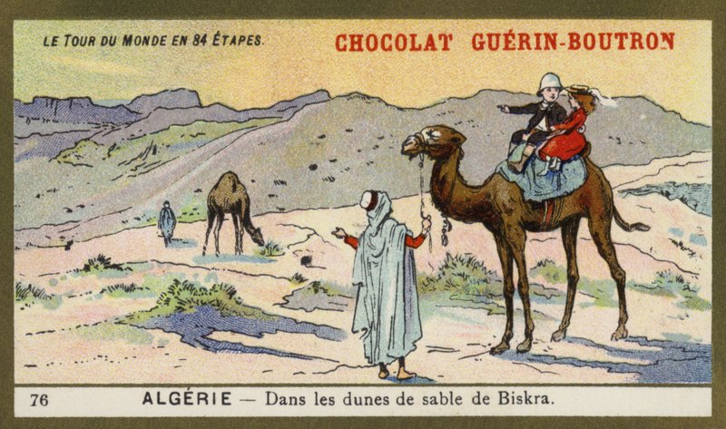 Algerian Biskran hiekkadyynien joukossa (chromolitho) tekijältä French School