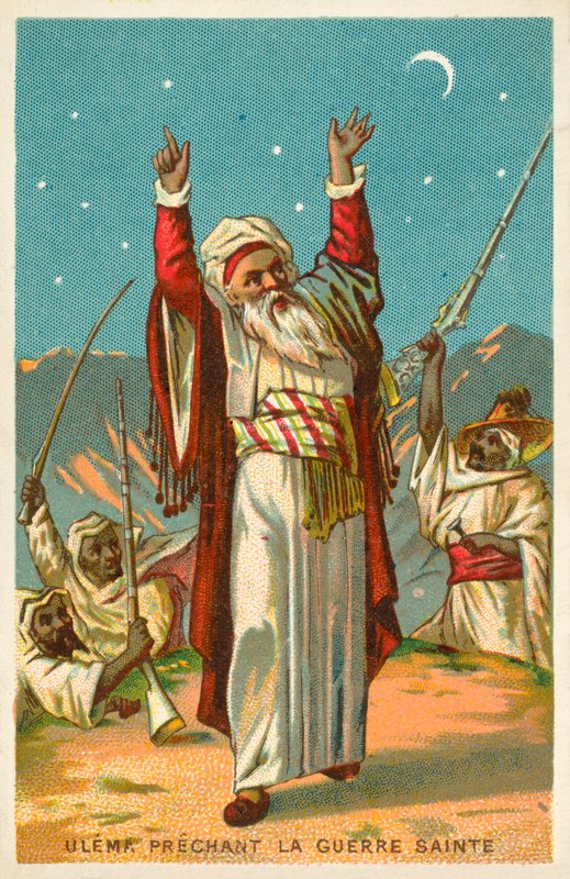Jihadia saarnaava ulama (chromolitho) tekijältä French School