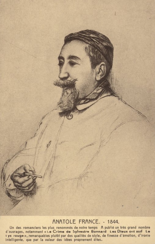 Anatole France (1844-1924), ranskalainen runoilija, toimittaja ja romaanikirjailija (litografia). tekijältä French School