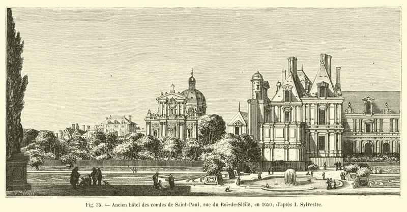 Saint-Paulin kreivien entinen hotelli rue du Roi-de-Sicile, vuonna 1650; I Sylvesterin jälkeen tekijältä French School
