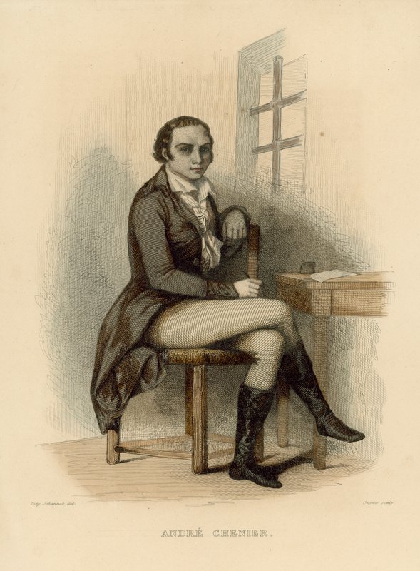 Andre Chenier (värillinen kaiverrus) tekijältä French School