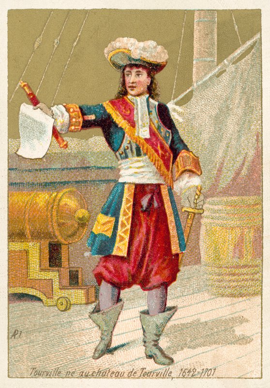 Anne Hilarion de Tourville, ranskalainen laivaston komentaja (chromolitho) tekijältä French School