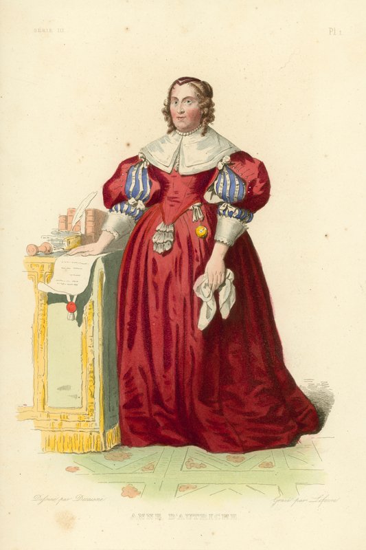 Anne of Austria (värillinen kaiverrus) tekijältä French School