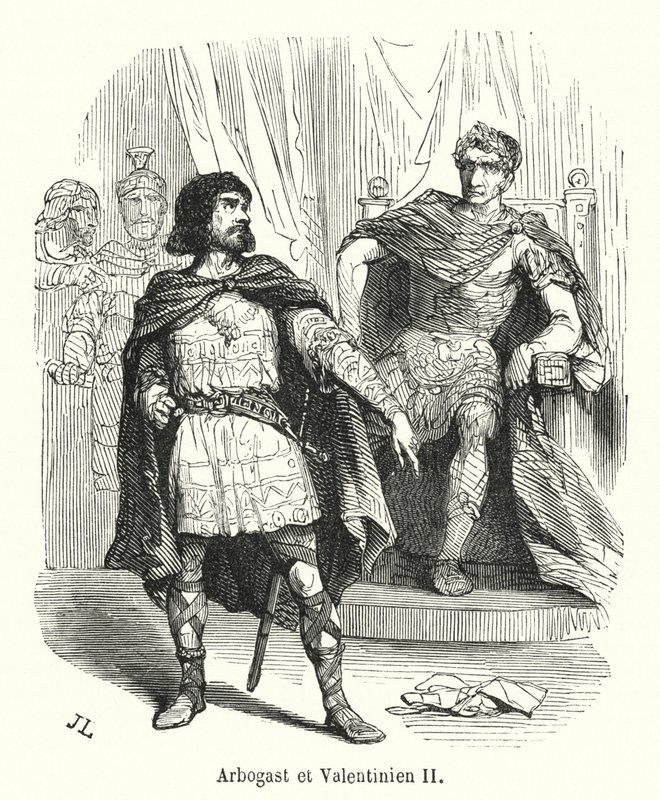 Arbogast et Valentinien II (kaiverrus) tekijältä French School