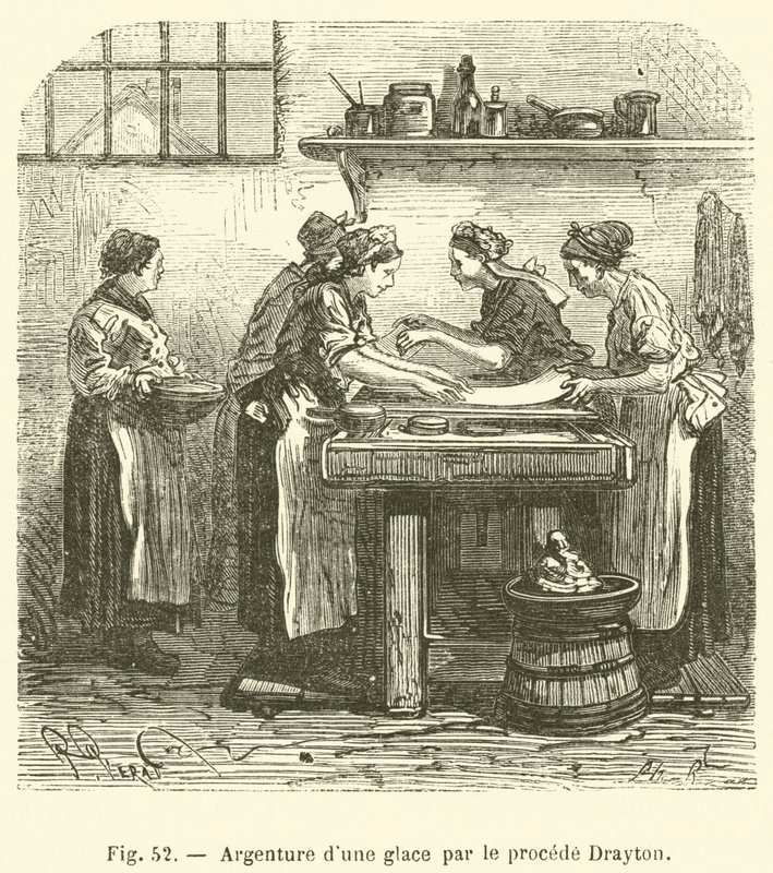 Peilin hopeointi Drayton-prosessilla (kaiverrus) tekijältä French School