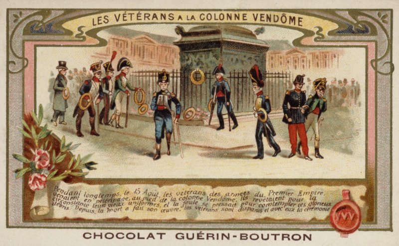 Armeijan veteraanit Vendome-pylväässä, Pariisissa (chromolitho) tekijältä French School