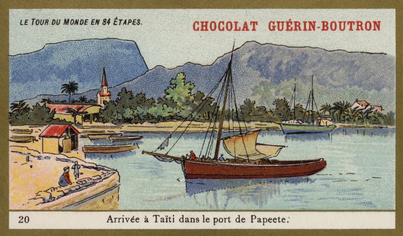 Saapuminen Papeeten satamaan, Tahiti (chromolitho) tekijältä French School