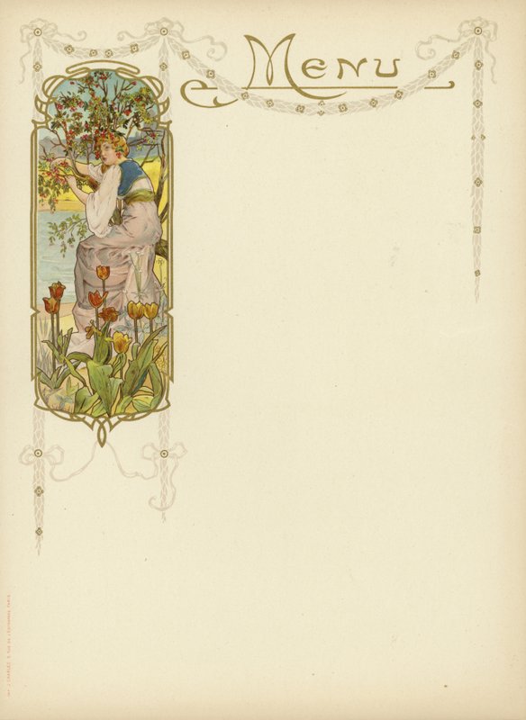 Art nouveau -design menuun tekijältä French School