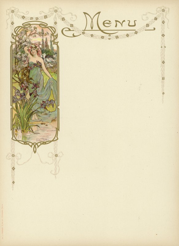 Art nouveau -design menuun tekijältä French School