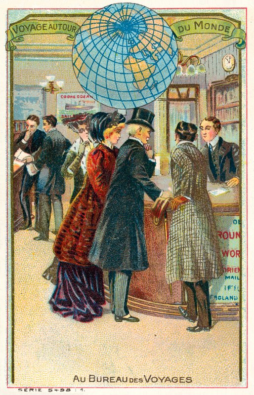 Matkatoimistossa (chromolitho) tekijältä French School