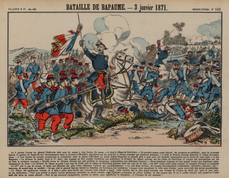 Bapaumen taistelu, Ranskan ja Preussin sota, 3. tammikuuta 1871 (värinen kaiverrus) tekijältä French School