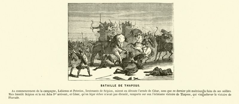 Thapsuksen taistelu, Pohjois-Afrikka, Caesarin sisällissota, 46 eKr. (kaiverrus) tekijältä French School