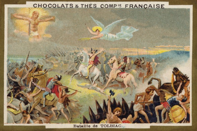 Tolbiacin taistelu (chromolitho) tekijältä French School
