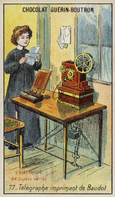 Baudotin tulostuslennätin (chromolitho) tekijältä French School