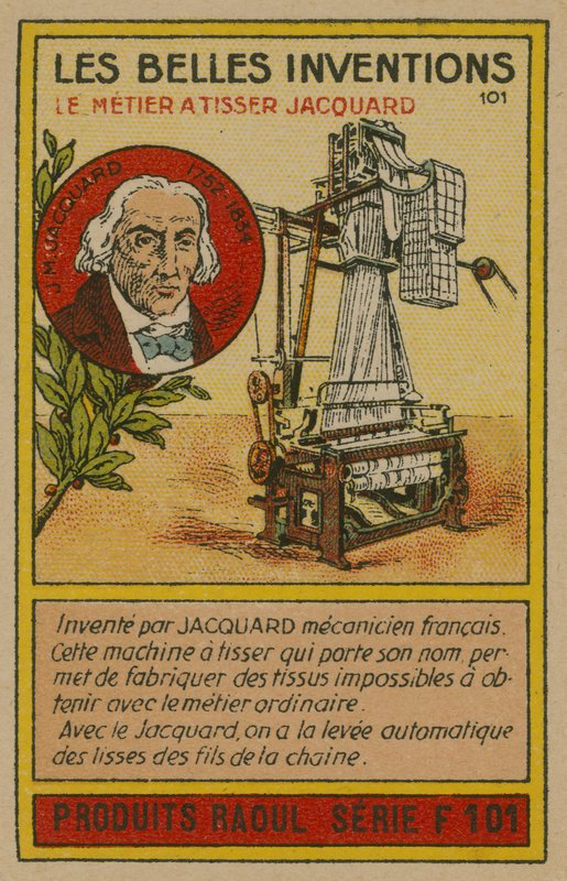 Kaunis keksintökortti, Jacquard kangaspuut tekijältä French School