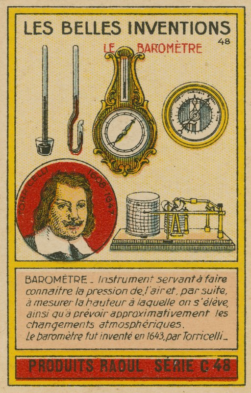 Kaunis keksintökortti, barometrit tekijältä French School