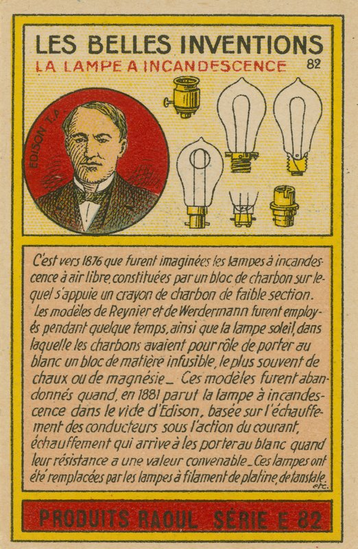 Kaunis keksintökortti, hehkulamput tekijältä French School