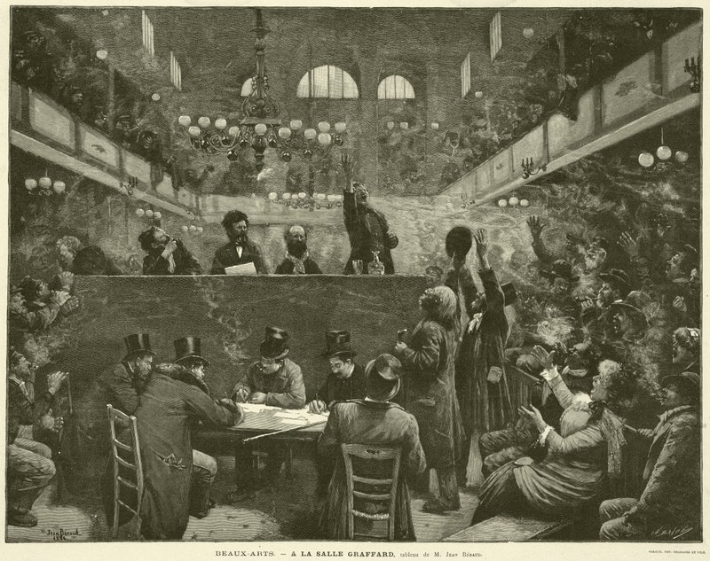 Beaux-Arts, At the Salle Graffard, maalaus M Jean Beraud (kaiverrus) tekijältä French School