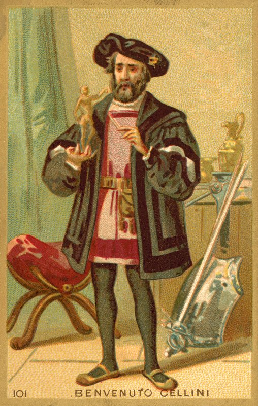 Benvenuto Cellini, italialainen taiteilija (chromolitho) tekijältä French School
