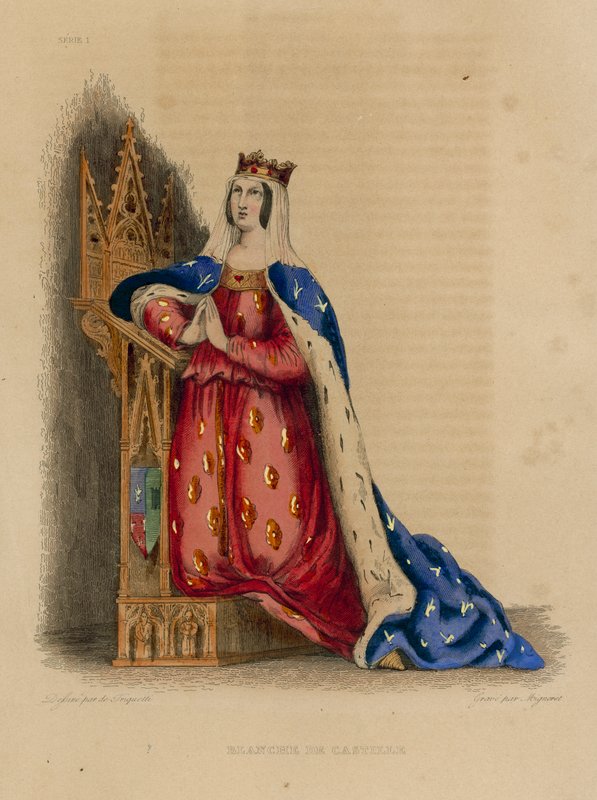 Blanche de Castille (värillinen kaiverrus) tekijältä French School