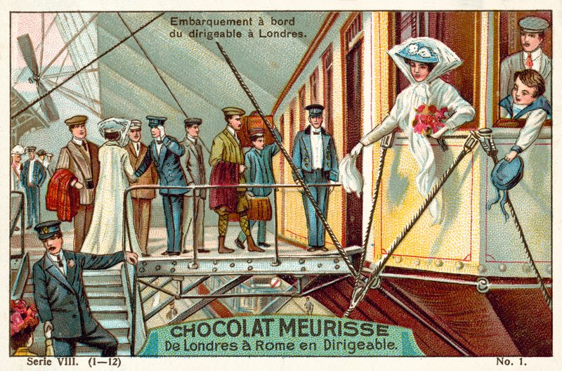 Ilmalaivaan nousu Lontoossa (chromolitho) tekijältä French School