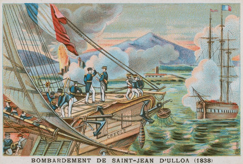 Ranskalaiset pommittivat San Juan de Uluaa Meksikossa vuonna 1838 tekijältä French School