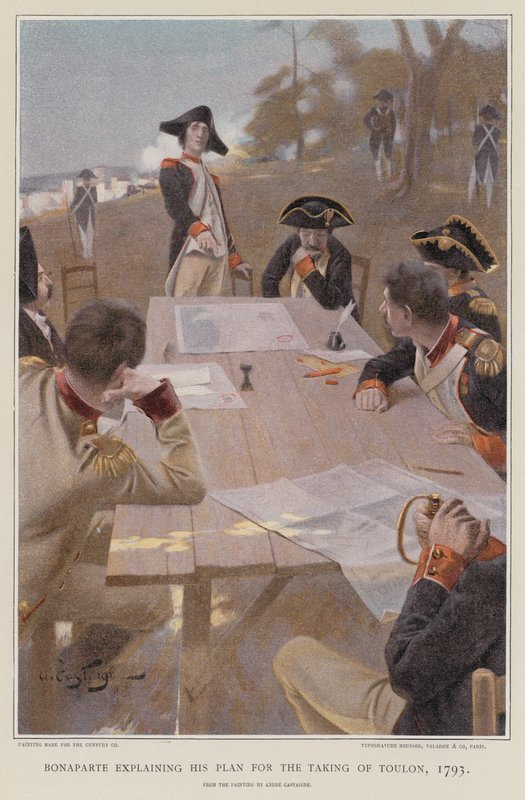 Bonaparte selittää suunnitelmaansa Toulonin valloittamiseksi tekijältä French School