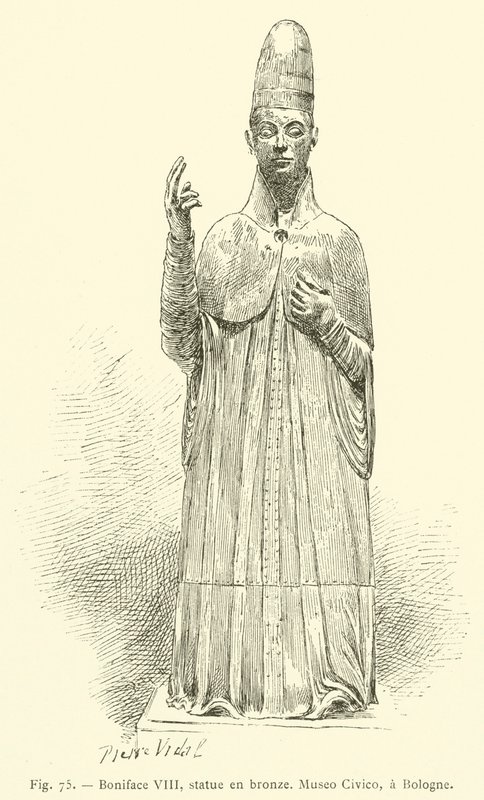 Boniface VIII, pronssipatsaat, Museo Civico, Bologne (kaiverrus) tekijältä French School