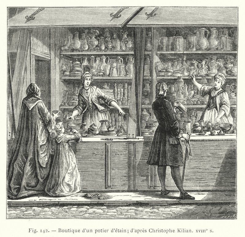 Tina-valaajan kauppa; Christophe Kilianin mukaan, 1700-luku (kaiverrus) tekijältä French School