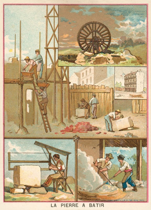 Rakennuskivi (chromolitho) tekijältä French School