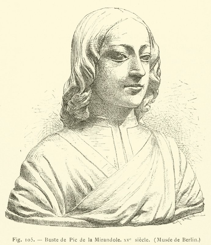 Pic de la Mirandolan rintakuva, 1400-luku, Berliinin museo (kaiverrus) tekijältä French School