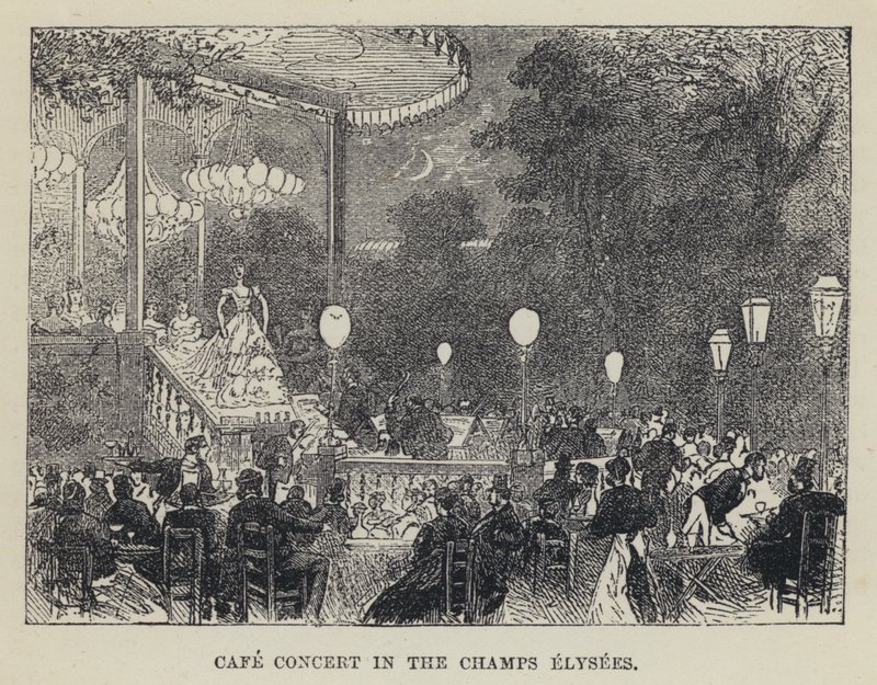 Cafe Concert in the Champs Elysees (kaiverrus) tekijältä French School